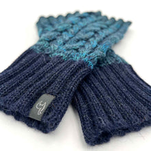 Alpaca Fingerless Gloves - Braided - Ocean Drift