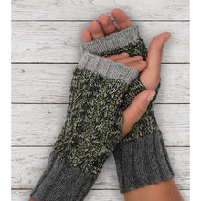 Alpaca Fingerless Gloves - Braided - Sage