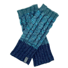 Alpaca Fingerless Gloves - Braided - Ocean Drift