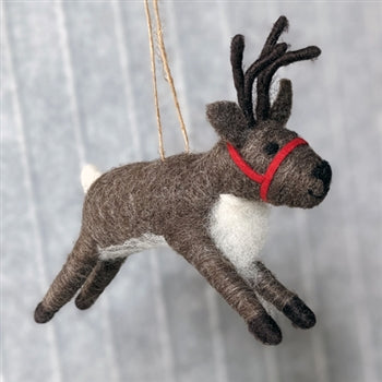 Leaping Reindeer -- Needle felted