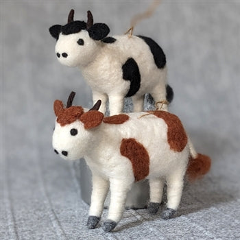 Cow Ornament - Needle Felted