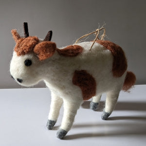 Cow Ornament - Needle Felted