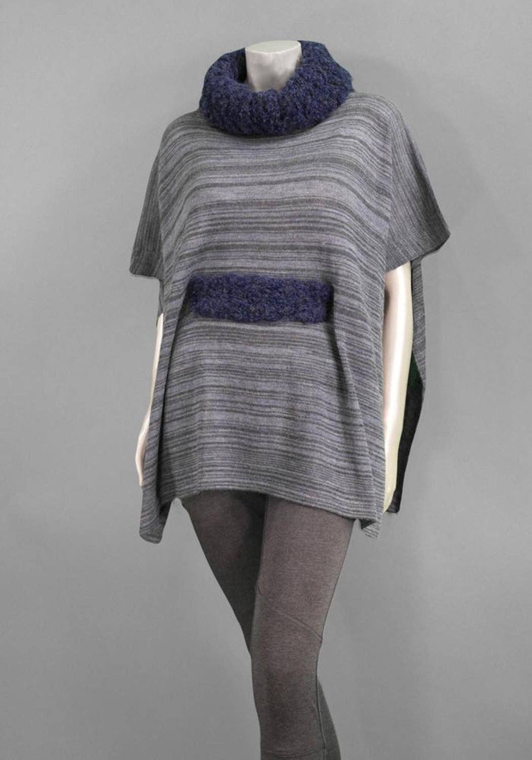 Baby Alpaca Pullover - Tie Raya - Royal Blue/Grey