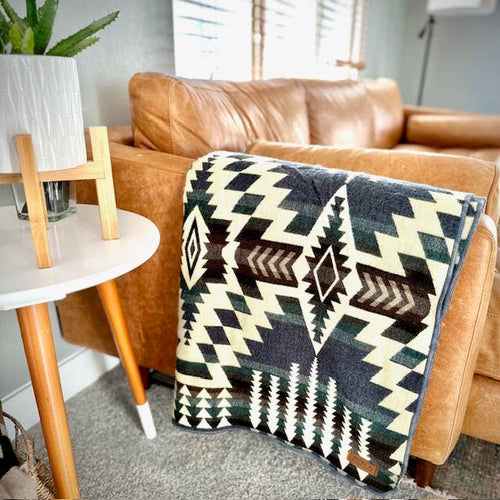 Andean Alpaca Wool Blanket - Forest