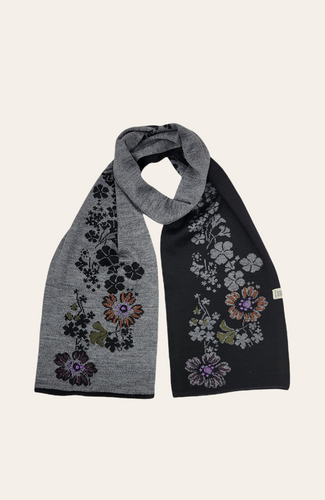 Julia Alpaca Scarf | Hand Embroidered: Grey