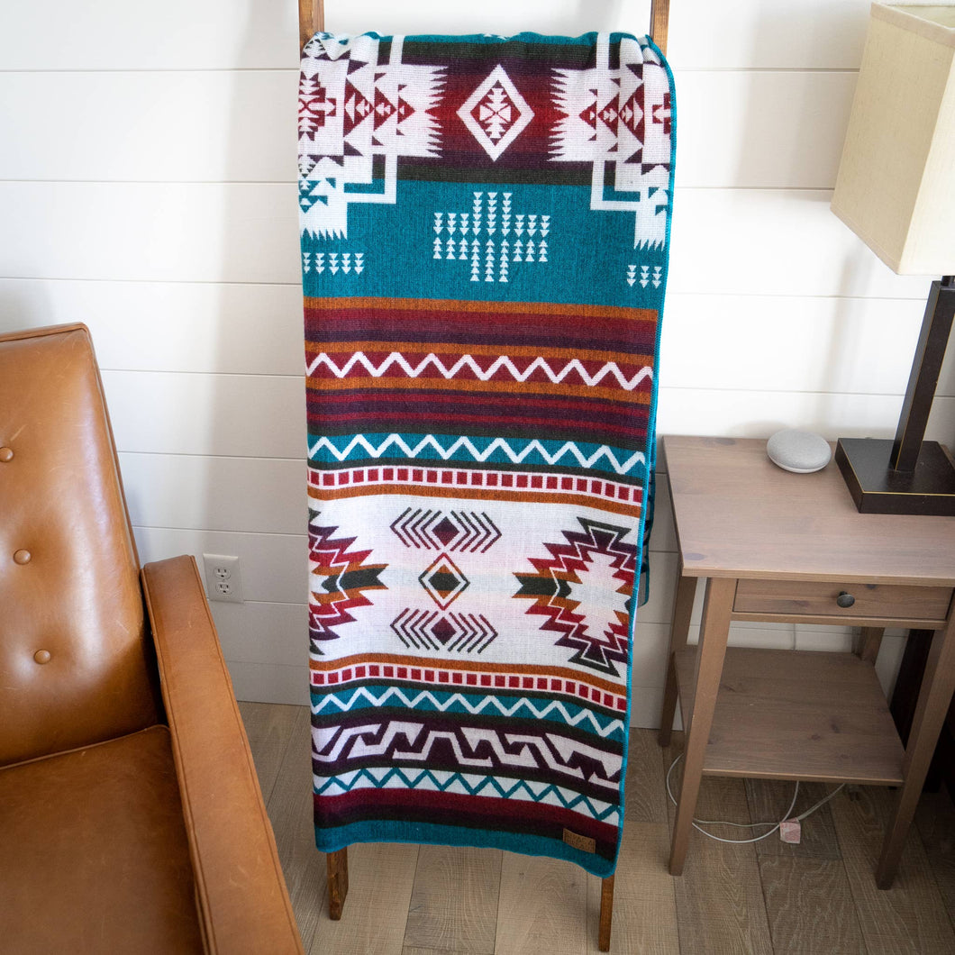 Andean Alpaca Wool Blanket - Turquoise