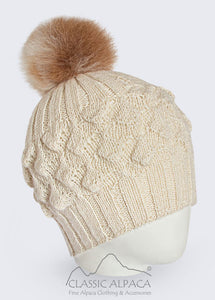 Priscilla Alpaca Hat with Alpaca Fur Pompom