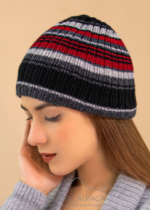 Mountain Striped Alpaca Hat - Fleece Lining