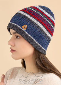 Mountain Striped Alpaca Hat - Fleece Lining