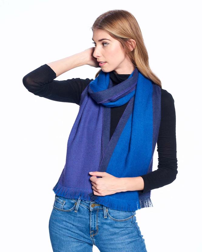 Alpaca Scarf Reversible--Moon Indigo